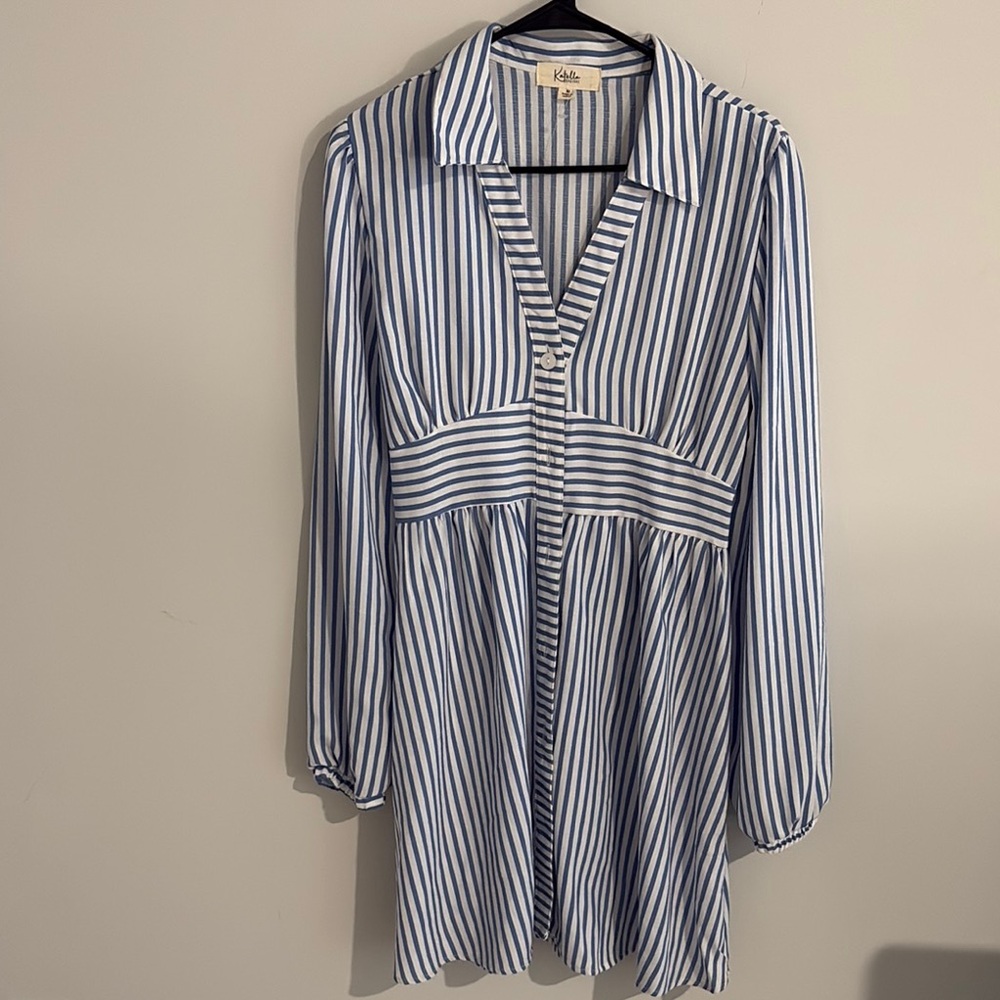 Blue and White Striped Dress